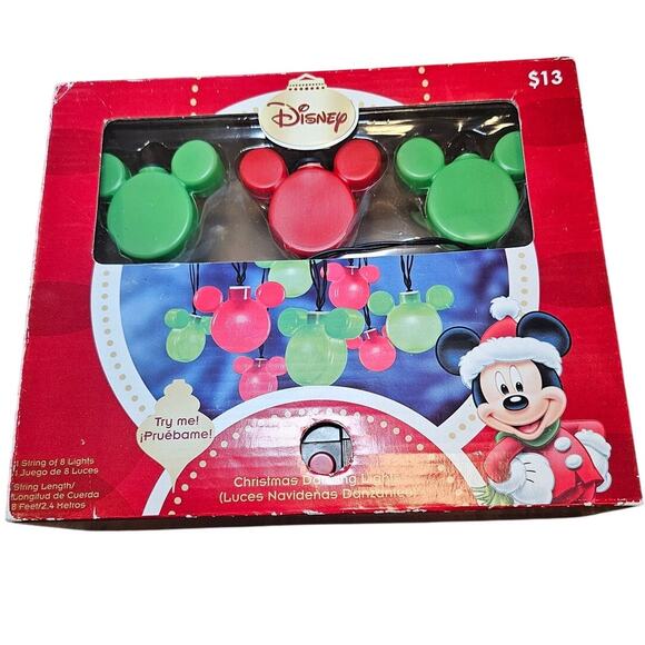 Disney Mickey Mouse Christmas Blinking String Lights NIB Working Tested Holiday - Picture 1 of 8